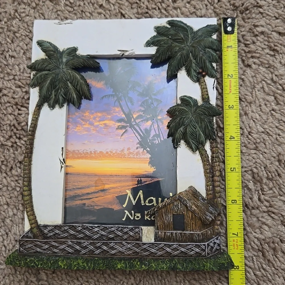 Maui Hawaiian Palm Tree Photo Frame Coastal Beach Decor 4x6 Tropical Rare New
